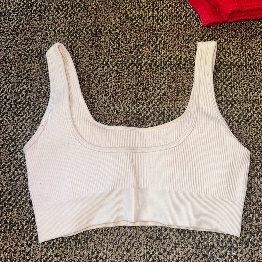 White Ribbed Crop Top - Picture 2 of 2